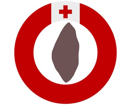 Landkarte von Tonga auf Hintergrund mit Fahne