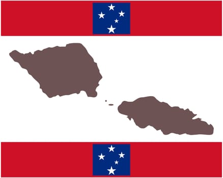 Landkarte von Samoa auf Hintergrund mit Fahne