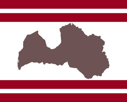 Landkarte von Lettland auf Hintergrund mit Fahne