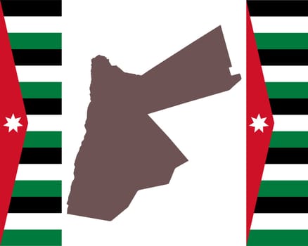 Landkarte von Jordanien auf Hintergrund mit Fahne