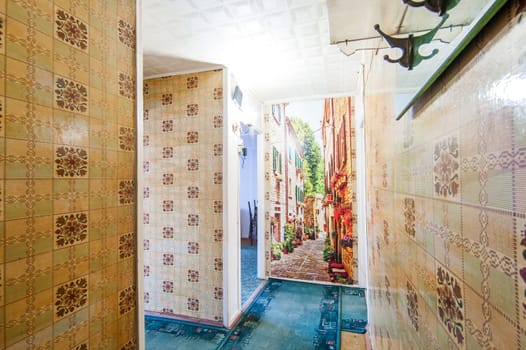 Russia, Moscow- May 16, 2019: interior room apartment. standard repair decoration in hostel. old not modern decor