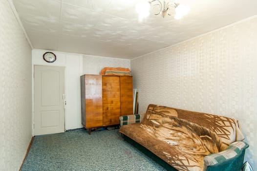 Russia, Moscow- May 16, 2019: interior room apartment. standard repair decoration in hostel