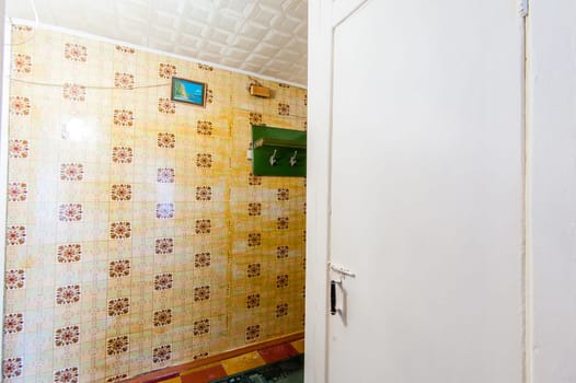 Russia, Moscow- May 16, 2019: interior room apartment. standard repair decoration in hostel. old not modern decor