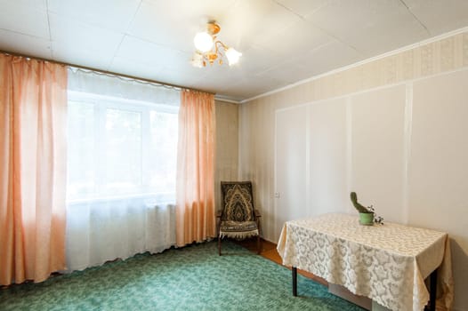 Russia, Moscow- May 16, 2019: interior room apartment. standard repair decoration in hostel