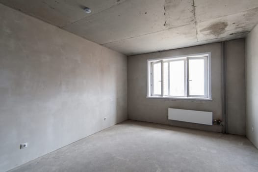 Russia, Moscow- May 16, 2019: interior room apartment. standard repair decoration in hostel. self-finish rough repair