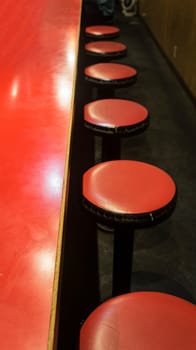 round seats red interior retro style pub classic