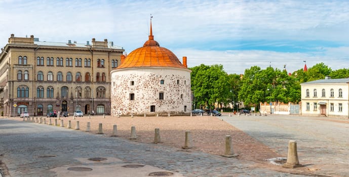 VYBORG, RUSSIA - JUNE 20, 2015: Architecture of old town Vyborg, Russia, Europe. Sunny day in city.