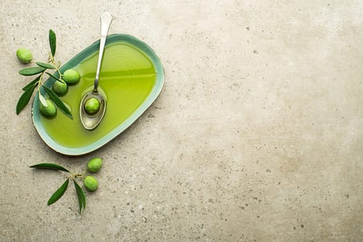 Healthy olive oil with olives ingredients close up. Healthy concept