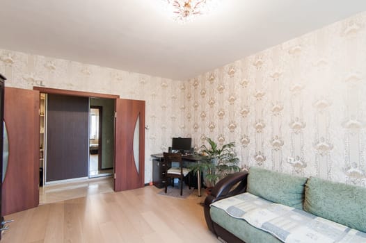 Russia, Moscow- May 17, 2019: interior room apartment. standard repair decoration in hostel