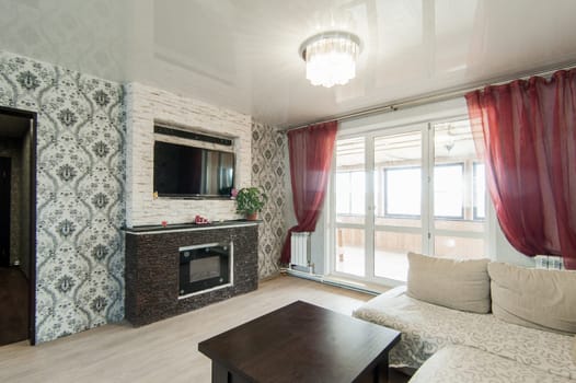 Russia, Moscow- May 17, 2019: interior room apartment. standard repair decoration in hostel