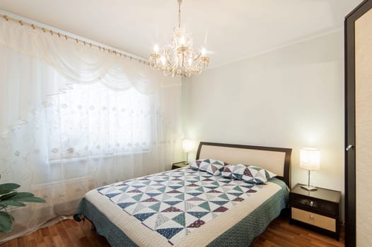 Russia, Moscow- May 17, 2019: interior room apartment. standard repair decoration in hostel