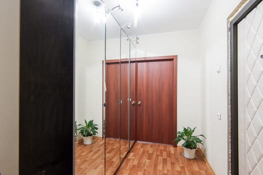 Russia, Moscow- May 17, 2019: interior room apartment. standard repair decoration in hostel