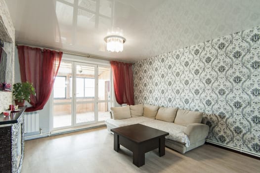 Russia, Moscow- May 17, 2019: interior room apartment. standard repair decoration in hostel