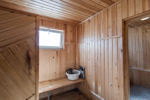 Russia, Moscow- May 17, 2019: interior room apartment. bathhouse, sauna