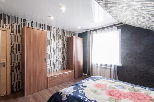 Russia, Moscow- May 17, 2019: interior room apartment. standard repair decoration in hostel