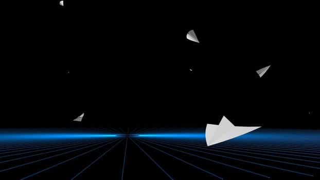The 3d rendering of Paper airplane flying on sky background