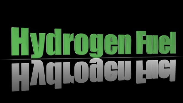 THe 3d rendering of Hydrogen Fuel words as 3D sign