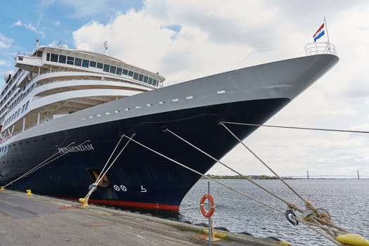 COPENHAGEN, DENMARK - MAY 25, 2017: Holland America Line cruise ship Prinsendam docked in the port of Copenhagen in Denmark.
