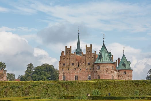 FUNEN, DENMARK - SEPTEMBER 17, 2017: Egeskov Castle is Europe's best preserved Renaissance water castle and it's located in the south of the island of Funen in Denmark
