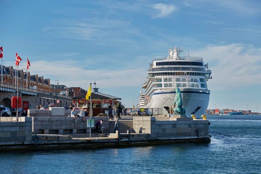 COPENHAGEN, DENMARK - MAY 25, 2017: Cruise ship Viking Sky docked in the port of Copenhagen in Denmark.