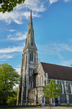 COPENHAGEN, DENMARK - MAY 25, 2017: St. Alban's Church, locally often referred to simply as the English Church, is an Anglican church in Copenhagen, Denmark.