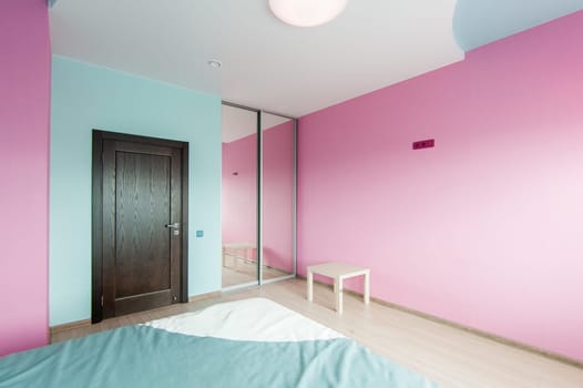 Russia, Moscow- May 20, 2019: interior room apartment. standard repair decoration in hostel