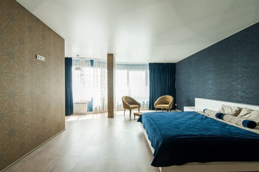 Russia, Moscow- May 20, 2019: interior room apartment. standard repair decoration in hostel