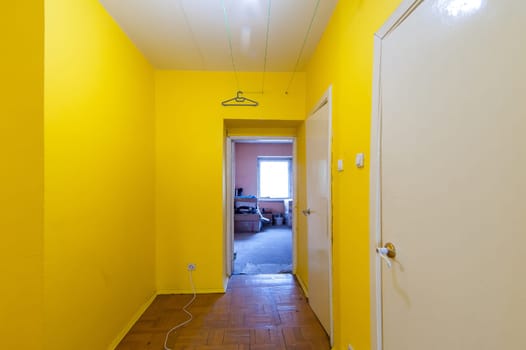 Russia, Moscow- May 17, 2019: interior room apartment. standard repair decoration in hostel