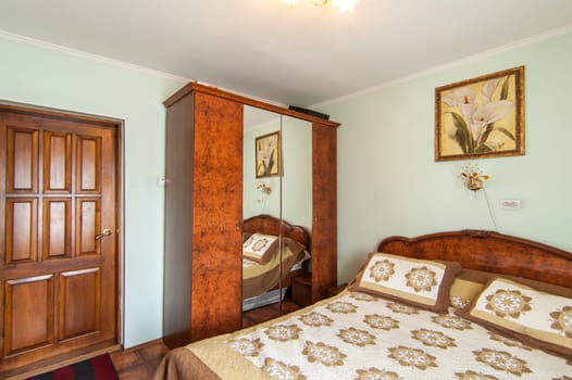 Russia, Moscow- May 17, 2019: interior room apartment. standard repair decoration in hostel