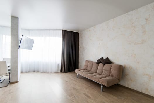 Russia, Moscow- May 20, 2019: interior room apartment. standard repair decoration in hostel