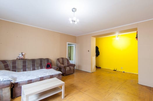 Russia, Moscow- May 17, 2019: interior room apartment. standard repair decoration in hostel