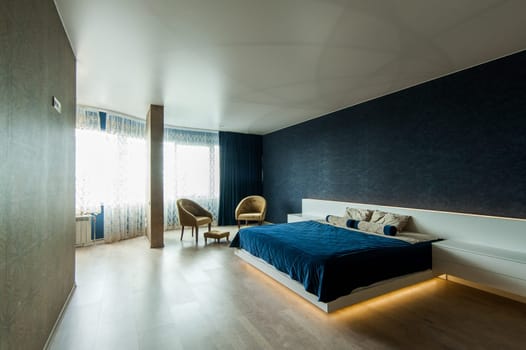Russia, Moscow- May 20, 2019: interior room apartment. standard repair decoration in hostel