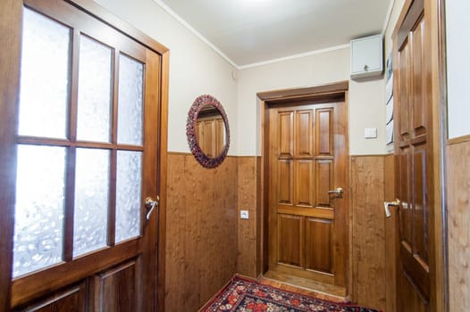 Russia, Moscow- May 17, 2019: interior room apartment. standard repair decoration in hostel
