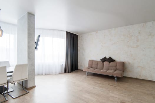 Russia, Moscow- May 20, 2019: interior room apartment. standard repair decoration in hostel
