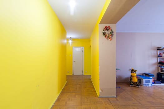 Russia, Moscow- May 17, 2019: interior room apartment. standard repair decoration in hostel