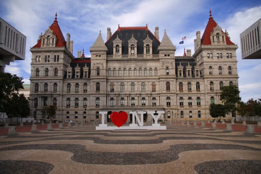 New York State Capitol and I Love New York in Albany