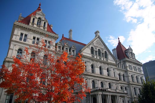 Fall on New York State Capitol building in Albany