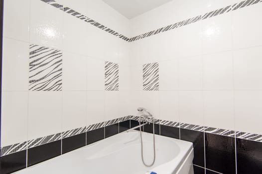 Russia, Moscow- May 20, 2019: interior room apartment. standard repair decoration in hostel. bathroom and toilet