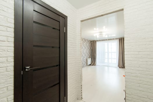 Russia, Moscow- May 20, 2019: interior room apartment. standard repair decoration in hostel
