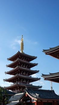 Senso Ji temple red pagoda tower culture architecture sky