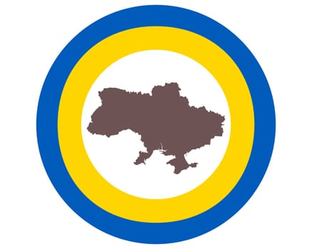 Landkarte der Ukraine auf Hintergrund mit Fahne