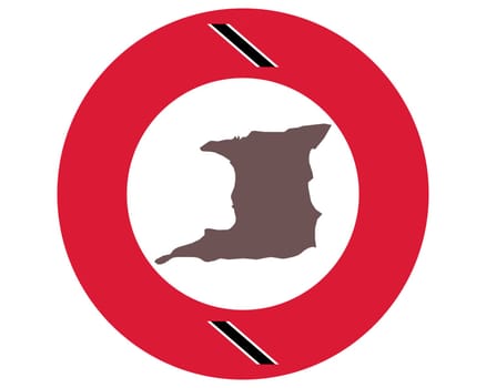 Landkarte von Trinidad und Tobago auf Hintergrund mit Fahne