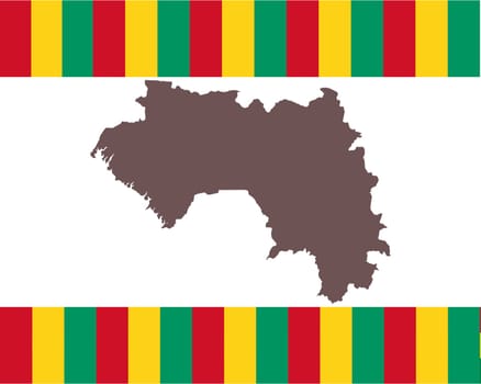 Landkarte von Guinea auf Hintergrund mit Fahne