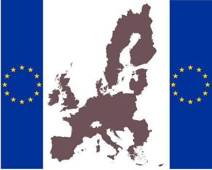 Landkarte der EU auf Hintergrund mit Fahne