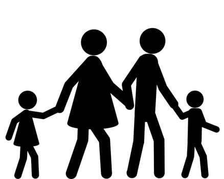 Familie beim spazieren gehen Hand in Hand