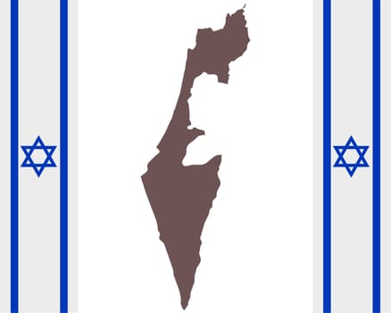 Landkarte von Israel auf Hintergrund mit Fahne