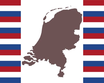 Landkarte der Niederlande auf Hintergrund mit Fahne