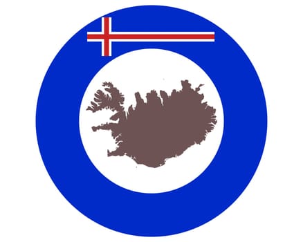 Landkarte von Island auf Hintergrund mit Fahne