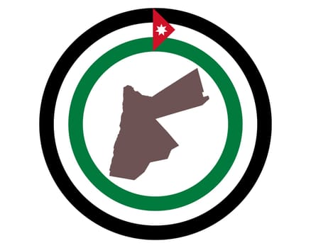 Landkarte von Jordanien auf Hintergrund mit Fahne