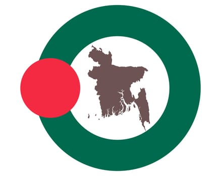 Landkarte von Bangladesch auf Hintergrund mit Fahne